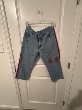 Extreme Limit Vintage Denim Jeans with Side Stripes and '55' Embroidery
